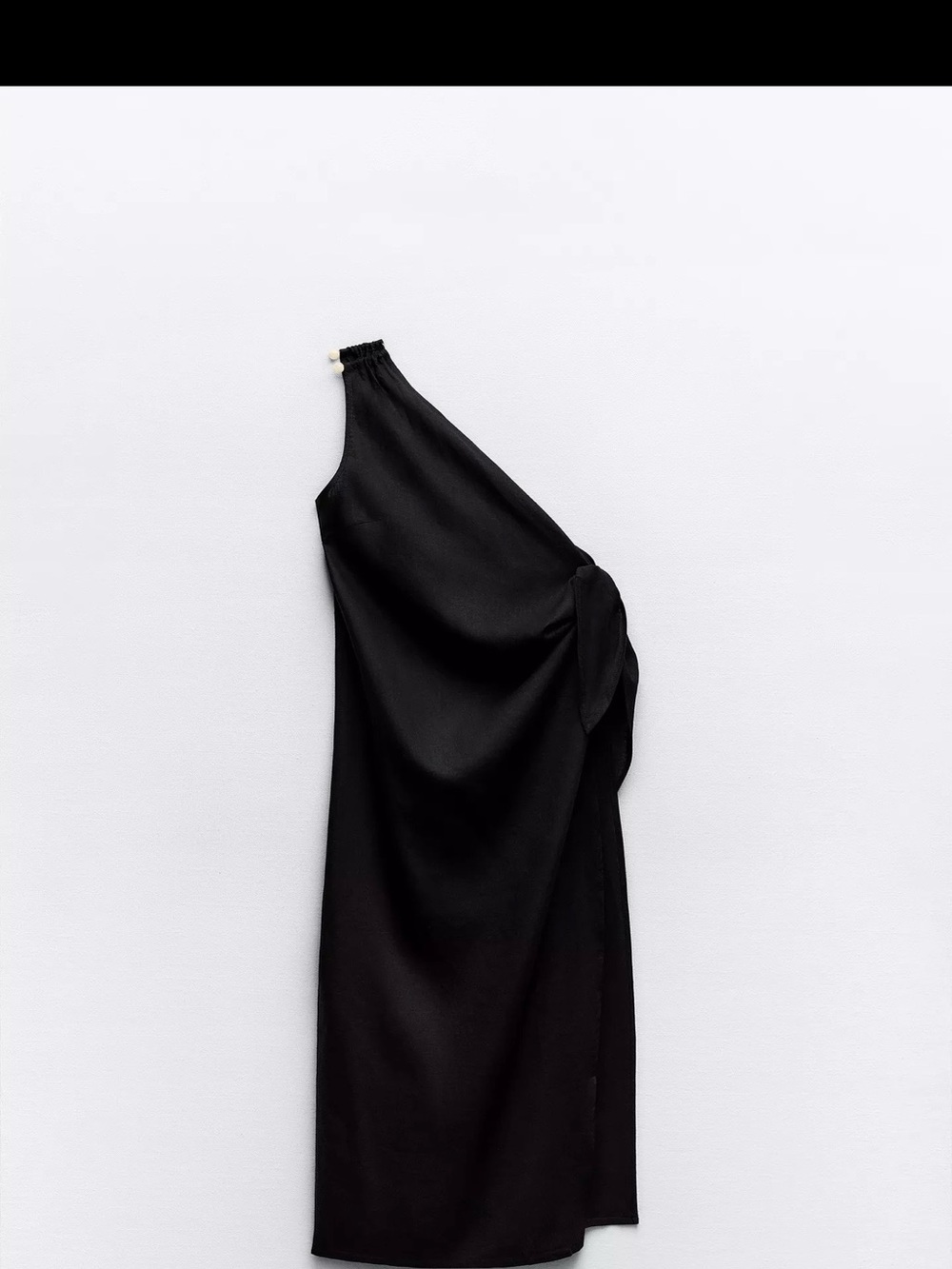 Zara Black One-Shoulder Draped Knot coverup